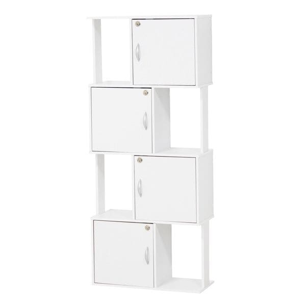 ラック鍵付き4段 ホワイト 組立式