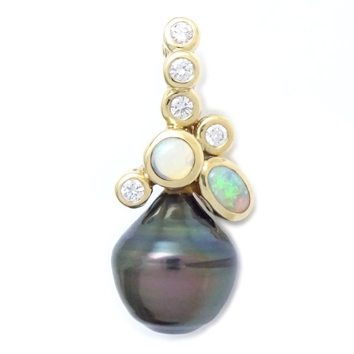ペンダントトップ バロックパール ダイヤモンド オパール K18YG イエローゴールド /79020【中古】