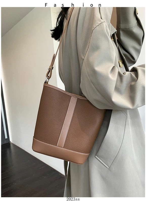 本革/バケツ型/シンプルレディース トートバッグ 通勤対応 おしゃれ レザーバッグ