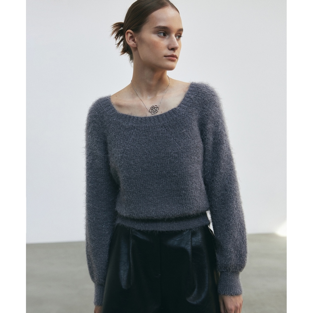 ニック&ニコールアンゴラプルオーバーニット_グレー