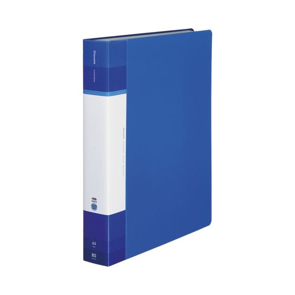 （まとめ）コクヨ クリヤーブック(Glassele) 固定式・背ポケット A4タテ 80ポケット ブルー ラ-GLB80B 1冊(×3セット)