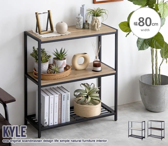 ラック 棚 木目柄 木製 おしゃれ 北欧モダン インダストリアル ヴィンテージ シンプル 薄型 省スペース 80cm