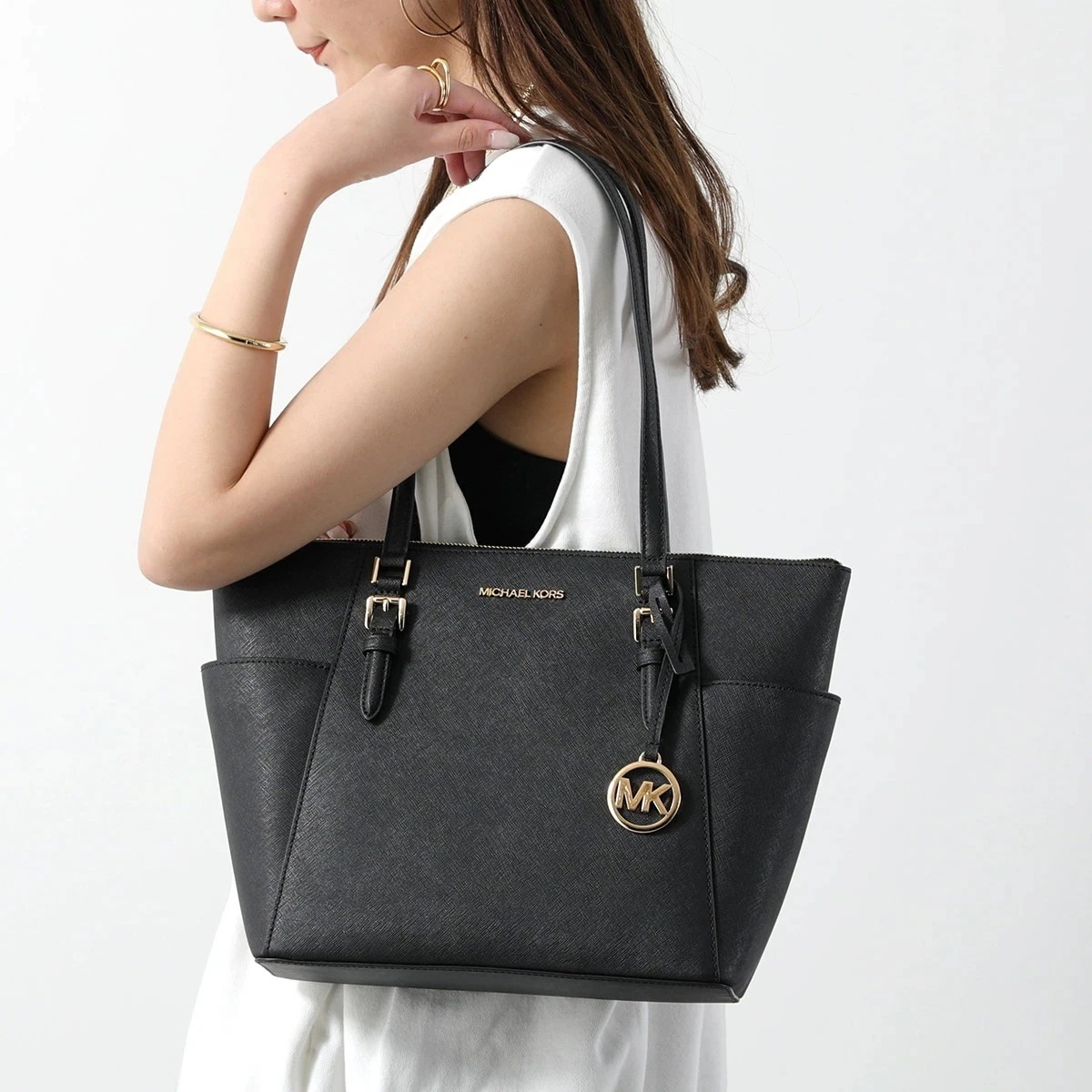 MICHAEL KORS マイケルコース トートバッグ CHARLOTTE シャーロット 35T0GCFT7L レディース ロゴ 鞄 BLACK 【mega】