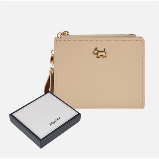 革 二つ折り財布 AGT211-313 (Beige)
