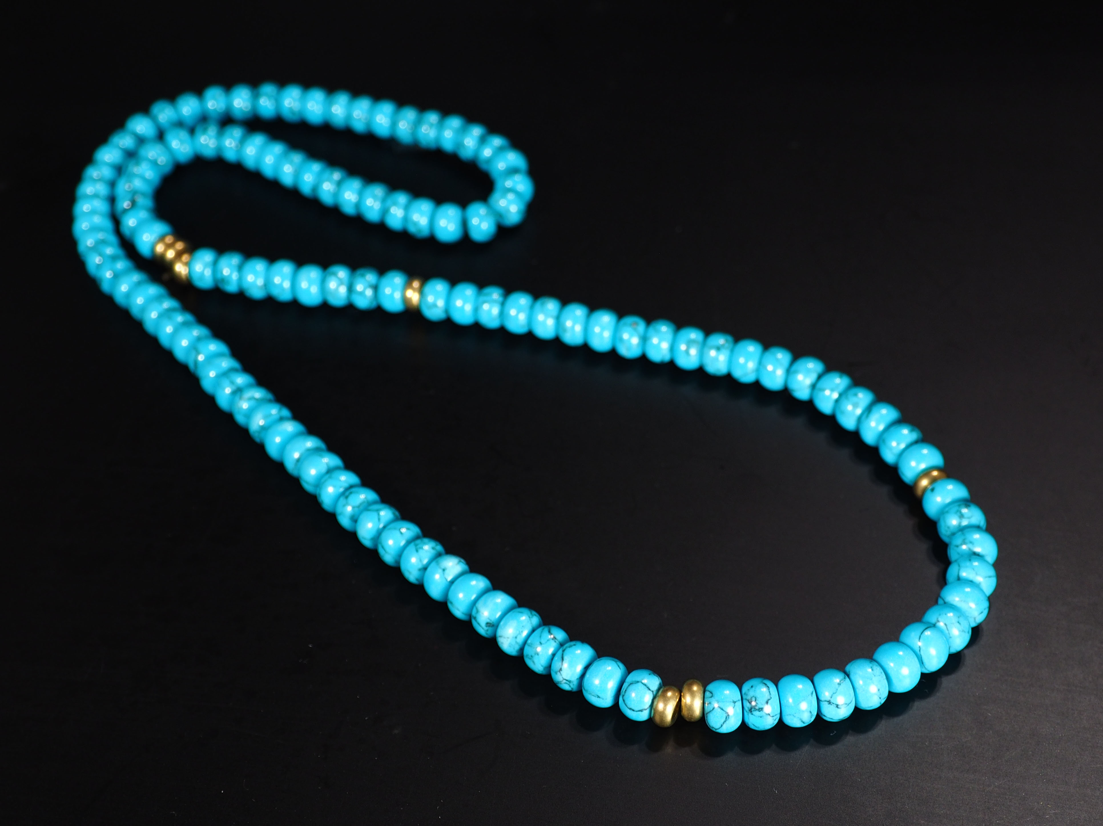 天然石 ターコイズ ロング ネックレス トルコ石 ゴールドネックレス チェーン レディース メンズ ジュエリー アクセサリー 18K ブルー 10,944円
