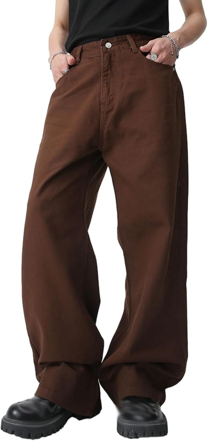 デニムパンツ メンズ 無地 ワイドデニム ルーズ ビックサイズ 6色 ジーンズパンツ 男性 ロングパンツ 大人 ストリート系 カッコイイ クラッシュ 動きやすい トレンド 春夏秋冬 復刻 ア