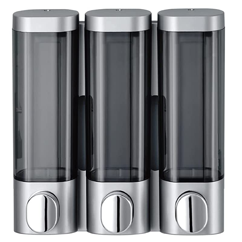 【累計５万本突破】シャンプーボトル マグネット 壁掛け (トリプル 300ml x 3, シルバー)