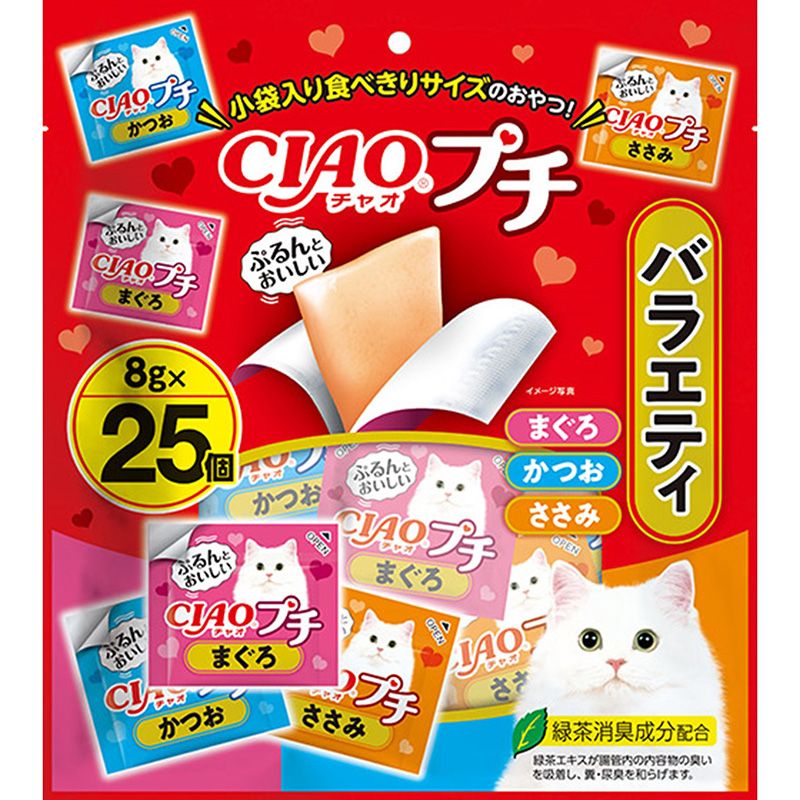 （まとめ買い）CIAOプチ チャオ バラエティ 8g×25個 猫用おやつ [x4]