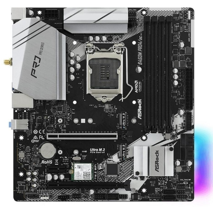 ASRock B460M Pro4/ac LGA 1200 Intel B460 SATA 6Gb/s Micro ATX Intel Motherboard 10,530円