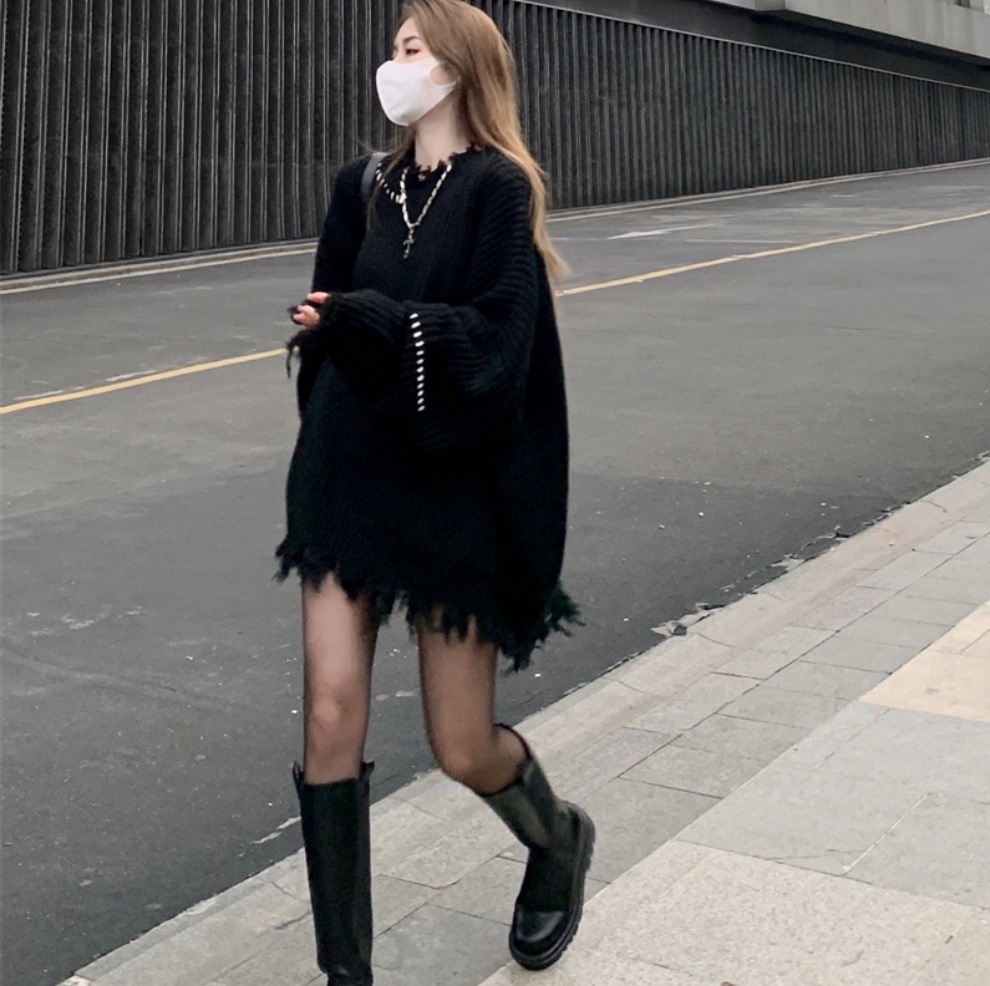 トップス カットソー ニットソー セーター ブラック ゆる 袖あり 長袖 大人可愛い きれいめ シンプル カジュアル 大人 上品 おしゃれ 主役級 存在感 春 秋 冬 10代 20代 30代 個性的 5,508円