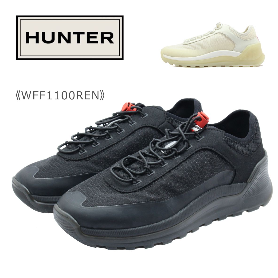 HUNTER ハンター レディース スニーカー WFF 1100 REN WOMENS TRAVEL TRAINER トラベル 靴 ホワイト ブラック