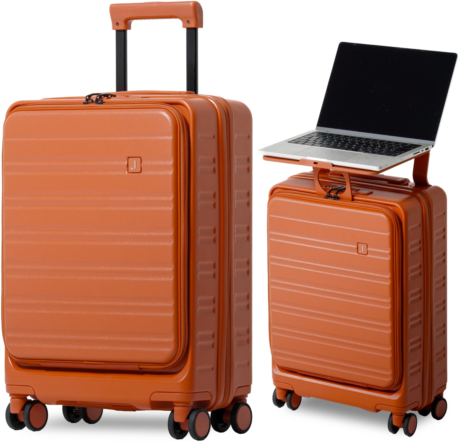 [C.jutro] 【机になるスーツケース】_STAGE スーツケース キャリーケース 機内持ち込み キャリーバッグ フロントオープン テーブル式 拡張 盗難防止 38L オレンジ