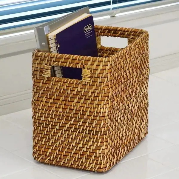 収納ボックス　縦型　ラタン　籐製　1／2サイズ　幅17奥行26高さ24cm　カラーボックス　インナー