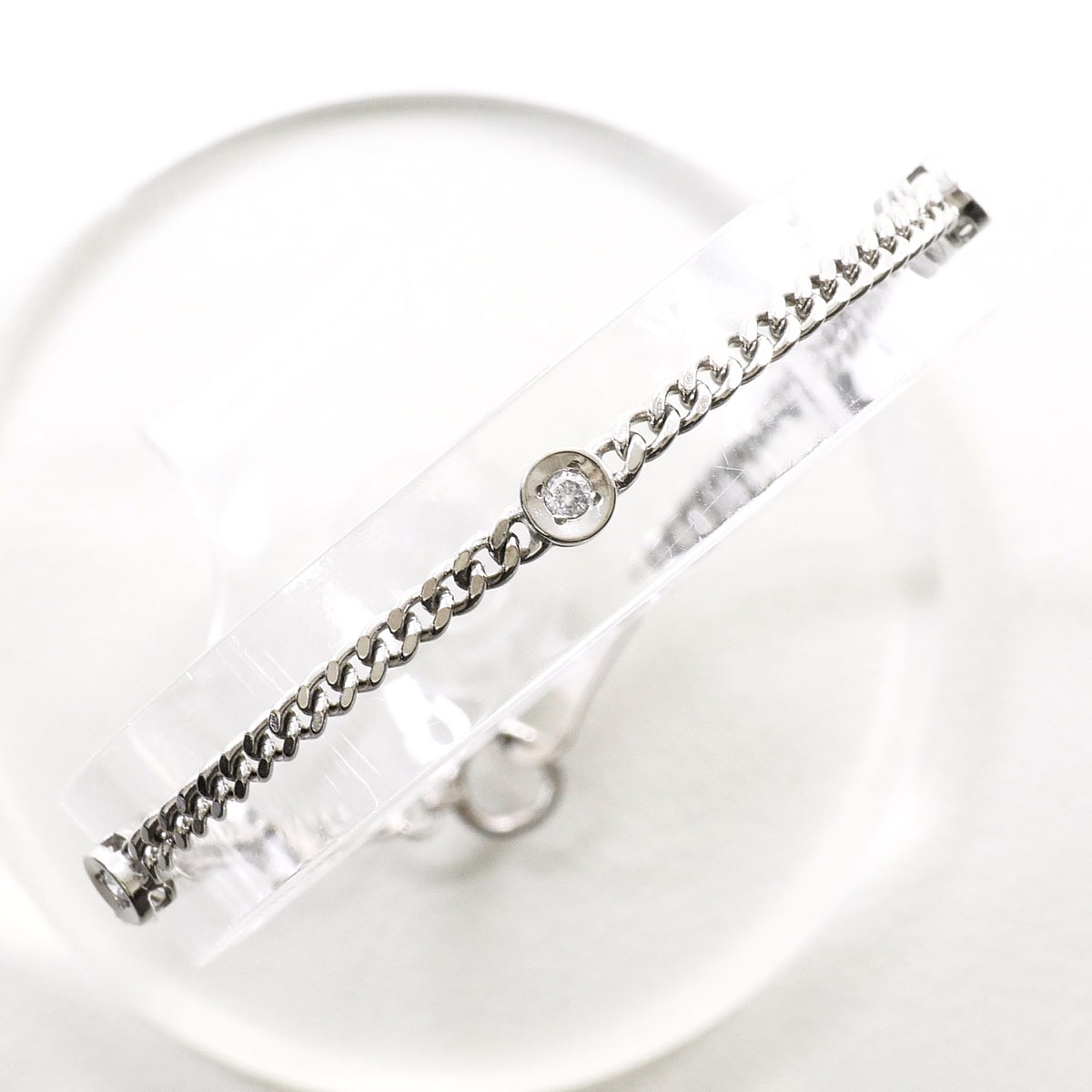 PT850 プラチナ ブレスレット ダイヤモンド 0.15ct 鑑別書 総重量約5.2g 約19cm 中古