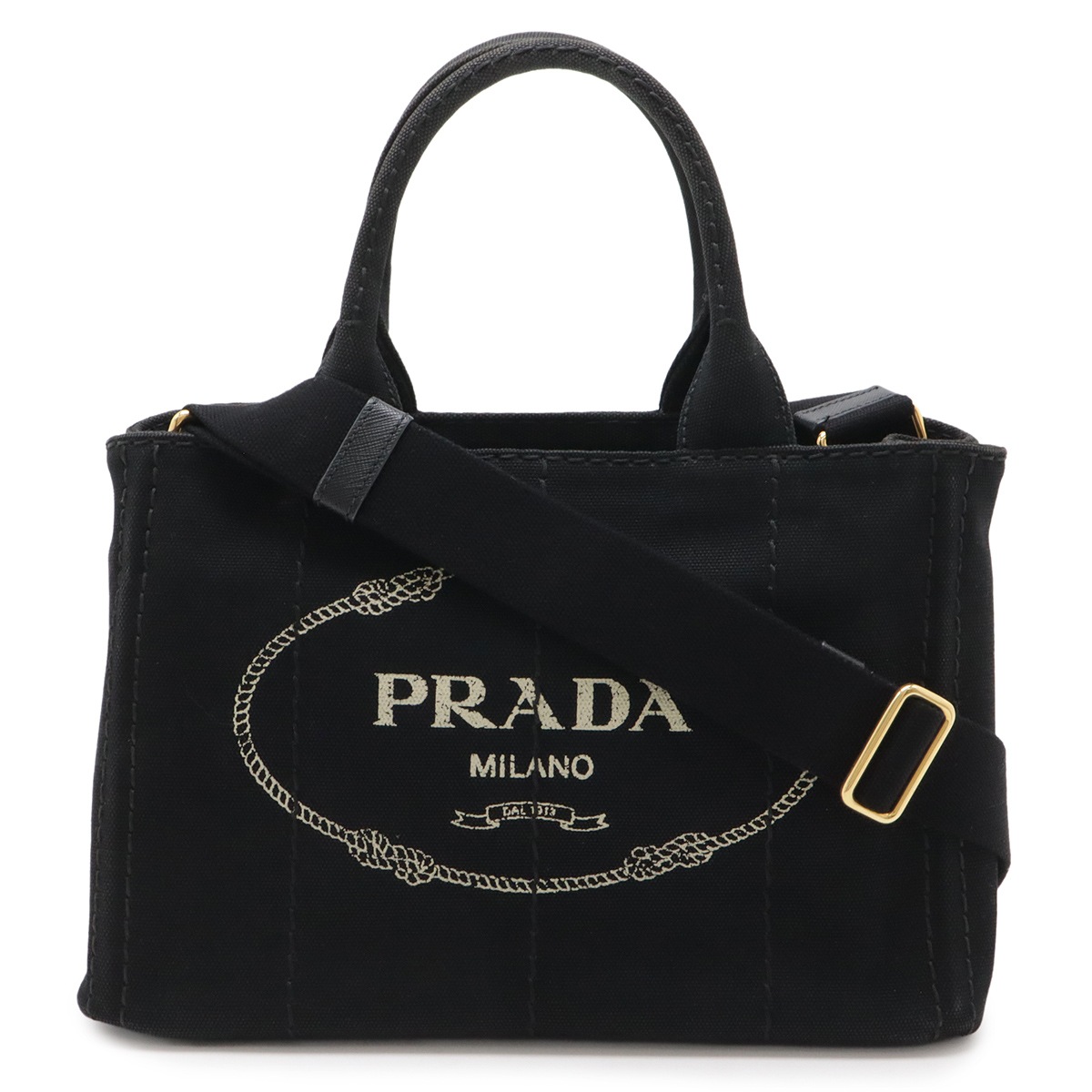 CANAPA カナパ ハンドバッグ 2WAY ショルダーバッグ 斜め掛け キャンバス NERO ブラック ゴールド金具 1BG43