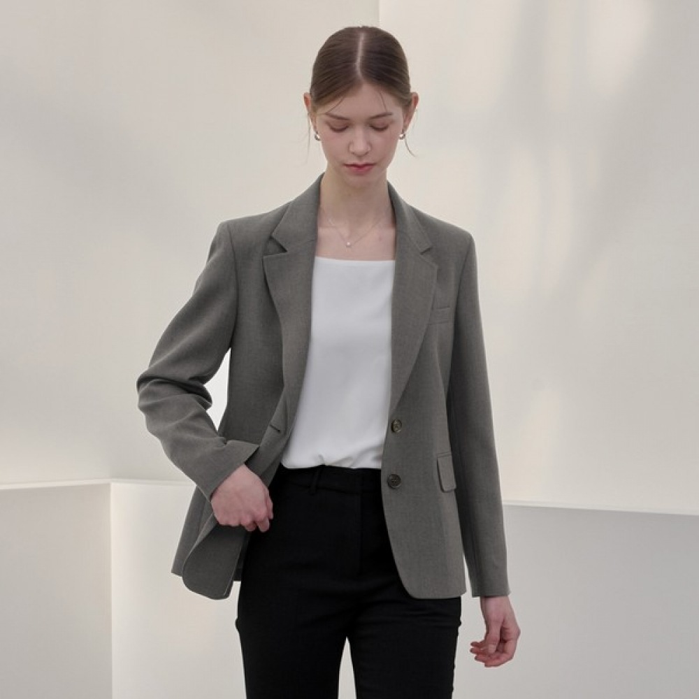 [リアーナニューヨーク] ミニマルツーボタンテーラードジャケット_メランジグレー 23,874円