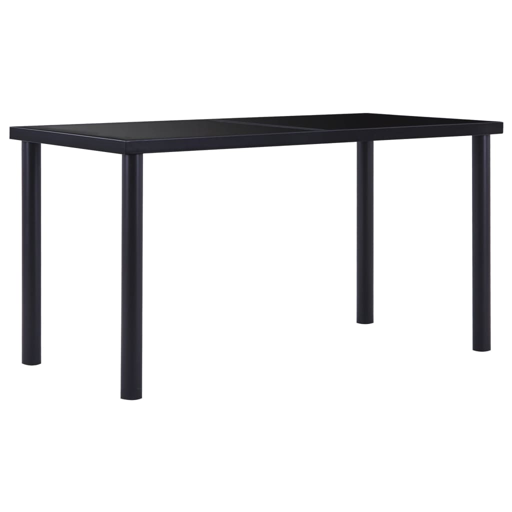 ダイニングテーブル ブラック 140x70x75cm 強化ガラス製