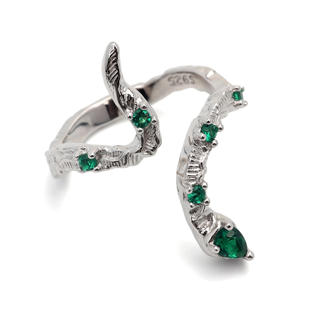 S925 スネークリング グリーン [cr571]