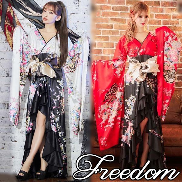 コスパ最高花魁 着物ドレス セクシー ロング 着物 ドレス 着物ドレス 着物風ドレス キャバドレス ロングドレス コスプレ 衣装 ダンス キャバ パーティー イベント インスタ 撮影 アイドル 艶や