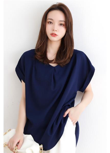 日本人女性のシャツショート - スリーブ付きシフォンシャツスキン - ベンチカジュアルシャツ 5,579円