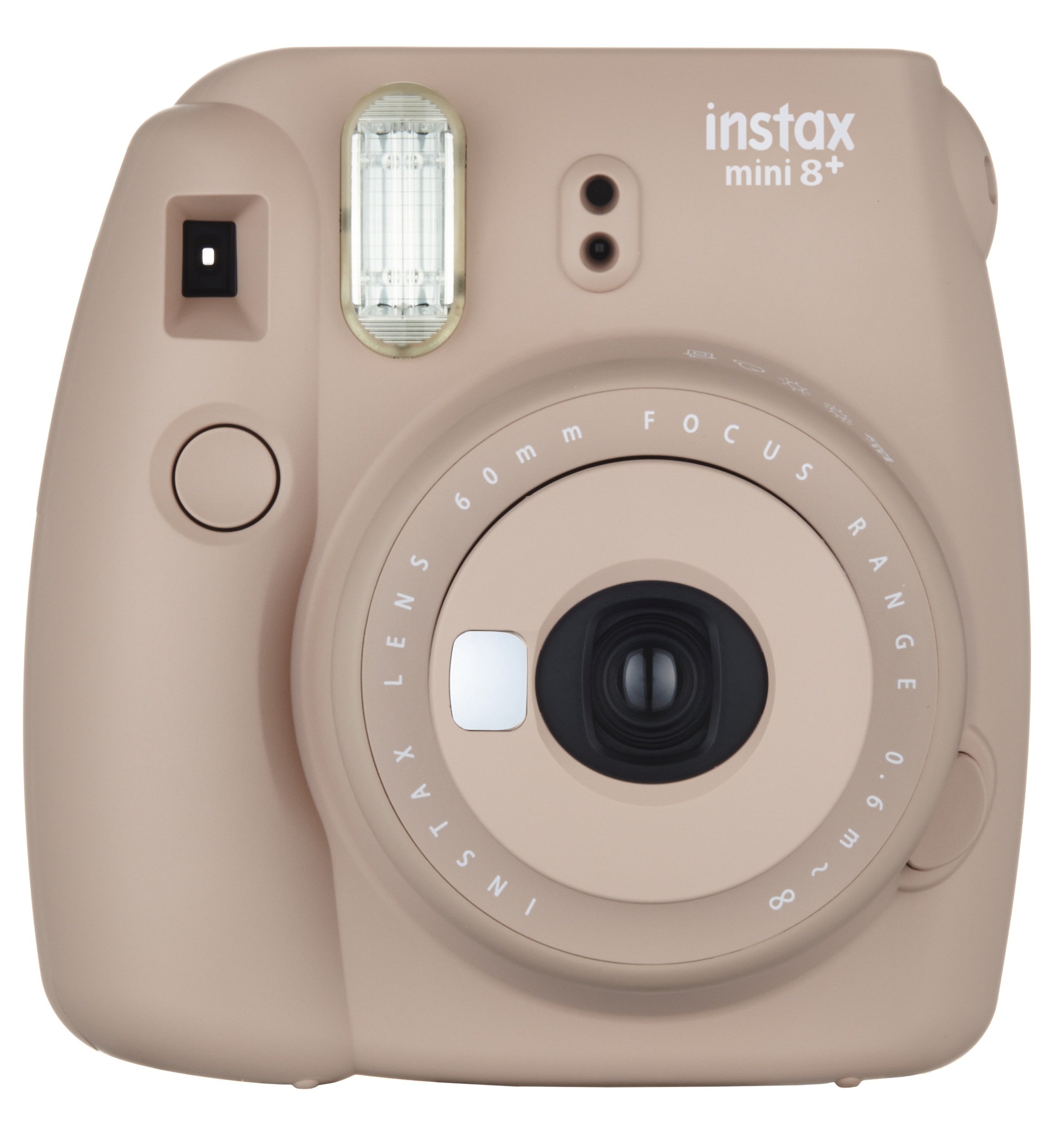 FUJIFILM インスタントカメラ チェキ instax mini8プラス 接写レンズ・純正ハンドストラップ付き ココア INS MINI 8P COCOA
