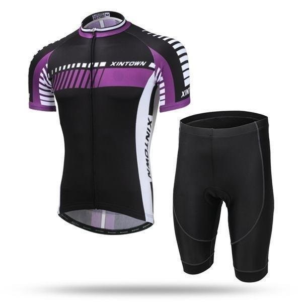 夏 運動 自転車ウェア サイクリング裏ウエア 吸汗 速乾 ジャケット バイク スカル サイクルウェア 半袖上下2点セット