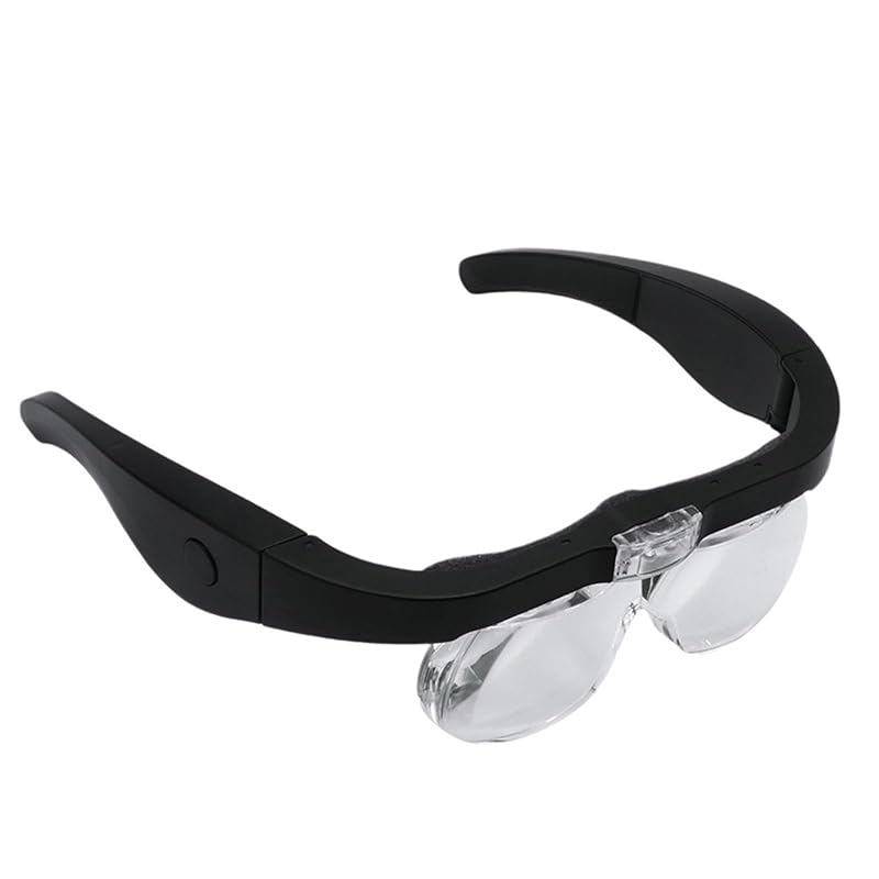 Meichoon ヘッドマウントメガネ拡大鏡 USB充電式拡大鏡 LEDライト2個付き 1.5 X 2.5 X 3.5 X 5 X 調整可能 4レンズルーペ 接近作業用