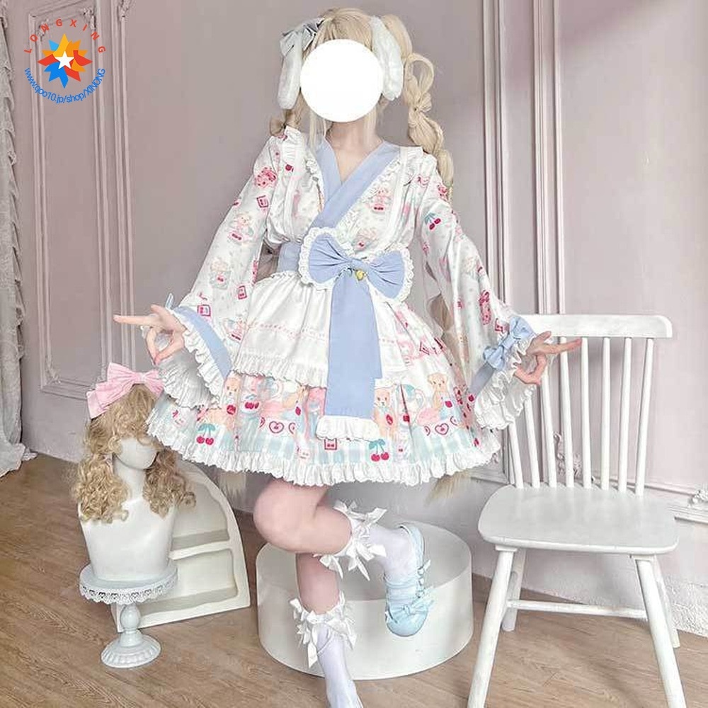 cos服 がかわいい 和風ロリータメイドスーツ洋装 くまモンクッキー春 新作 人气 二次元学院祭用 ロリータ