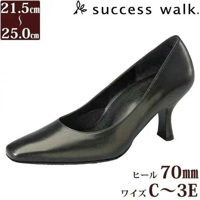 Wacoal サクセスウォーク 7センチヒールパンプス (ワイズCEEE) 痛くない 日本製 本革 WFN070 【F】