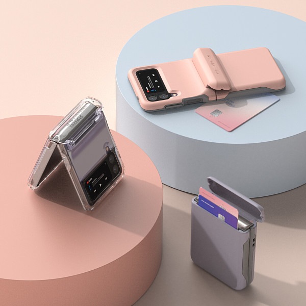 Galaxy Z Flip4 カード収納可能 透明ケース デュアルシールドで最大2枚 カード収納可能