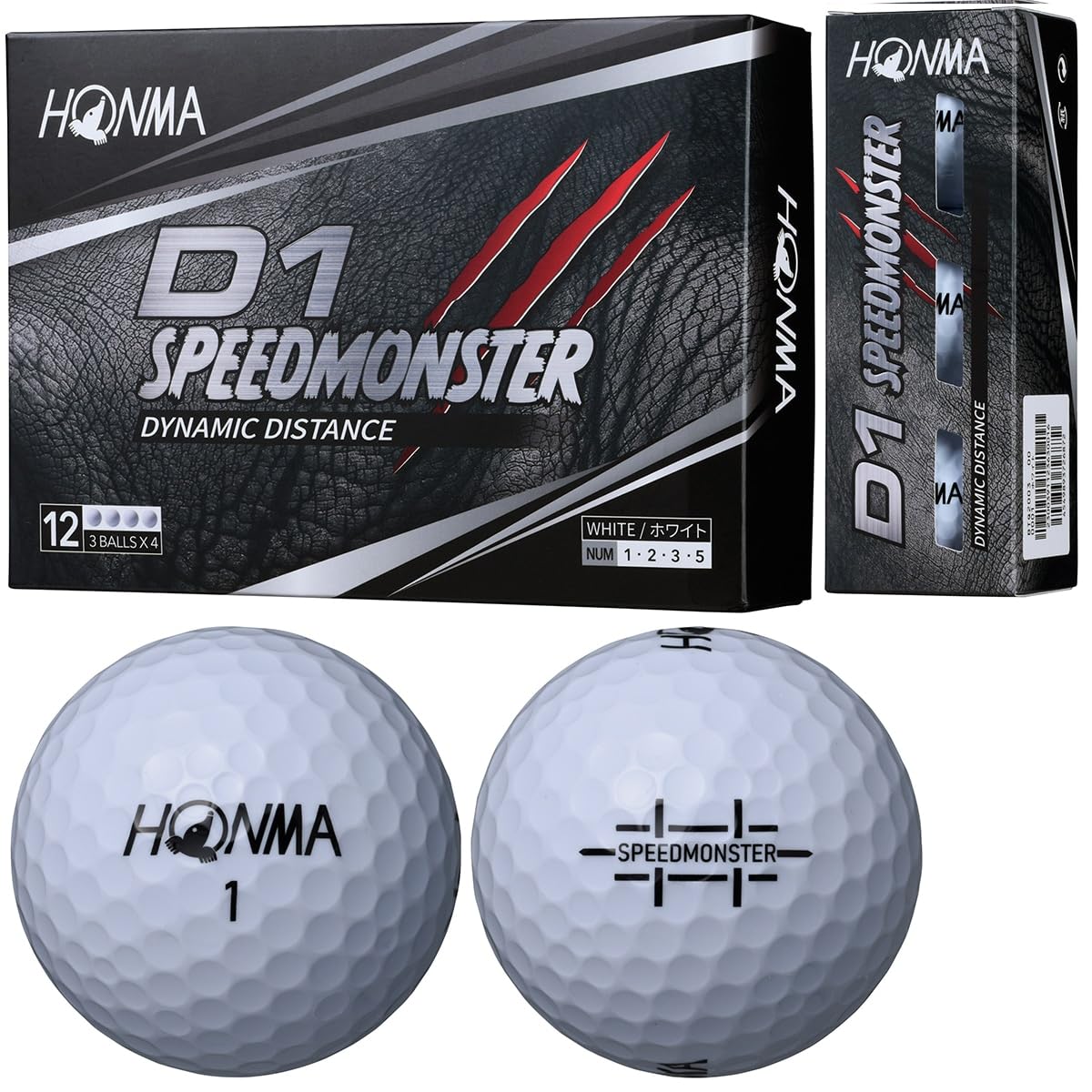 【3ダースセット】ホンマ ゴルフ ボール D1 SPEED MONSTER スピードモンスター 3ダース 36球入り BT2003 本間 HONMA/ホワイト/3ダースセット