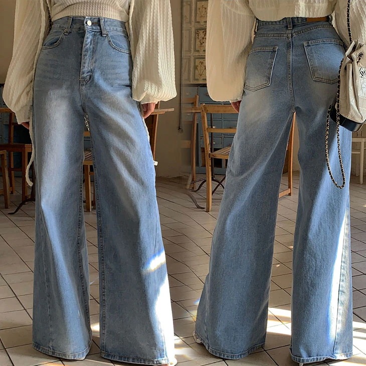ワイド デニム パンツ レディース 春 夏 ジーンズ ハイウエスト ワイドデニム ボトムス ゆったり ワイドレッグ ワイドパンツ カジュアル ストリート 韓国ファッション