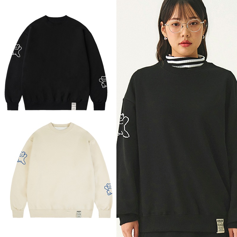 [UNISEX]Multi-line Bear Smile Man to Man_2color