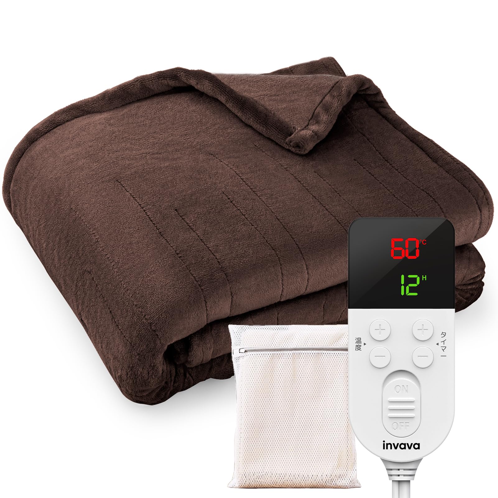 invava 【睡眠専門家監修】電気毛布 敷き 敷き毛布 セミダブル/ダブル 190*130cm 電気 掛け敷き毛布 【25~60℃までフリー温度調節機能 1～12時間タイマー 即暖】 掛け敷き兼用