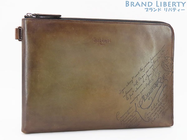 美品　ベルルッティ　カリグラフィ　ニノ GM　ドキュメントホルダー　クラッチバッグ　ドキュメントケース　セカンドバッグ　ブラウン
