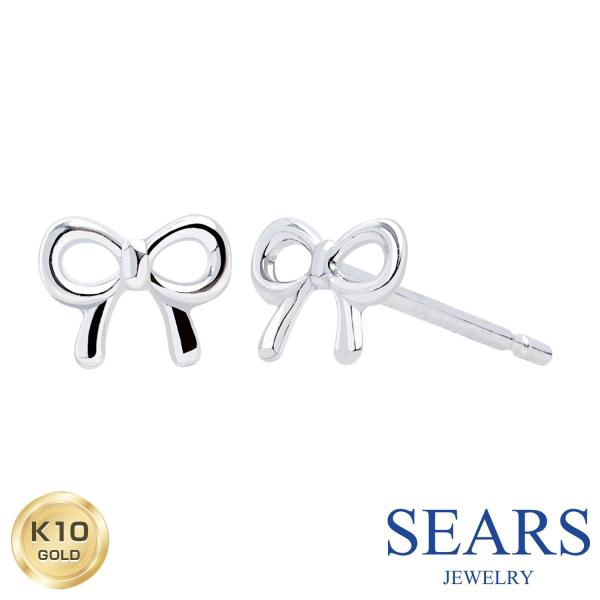 ピアス レディース K10 スタッドピアス リボン 10金 スタッド 誕生日 プレゼント シルバー K10WG ギフト ジュエリー 8,415円