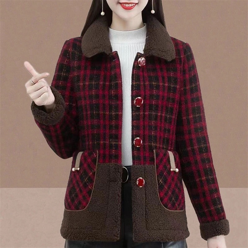 お母さん向けの新しいスタイルの冬用ミンクフリースコート暖かくて厚手なので中高年女性にぴったり秋冬にぴったりです