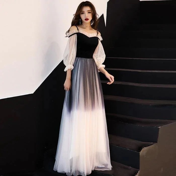 イブニングドレスワンショルダーワンピース2023新作ドレス高級スカート網糸グラデーションワンピース ドレス ワンピース 秋冬 パーティードレス ロングワンピース ニットワンピース シャツワンピース