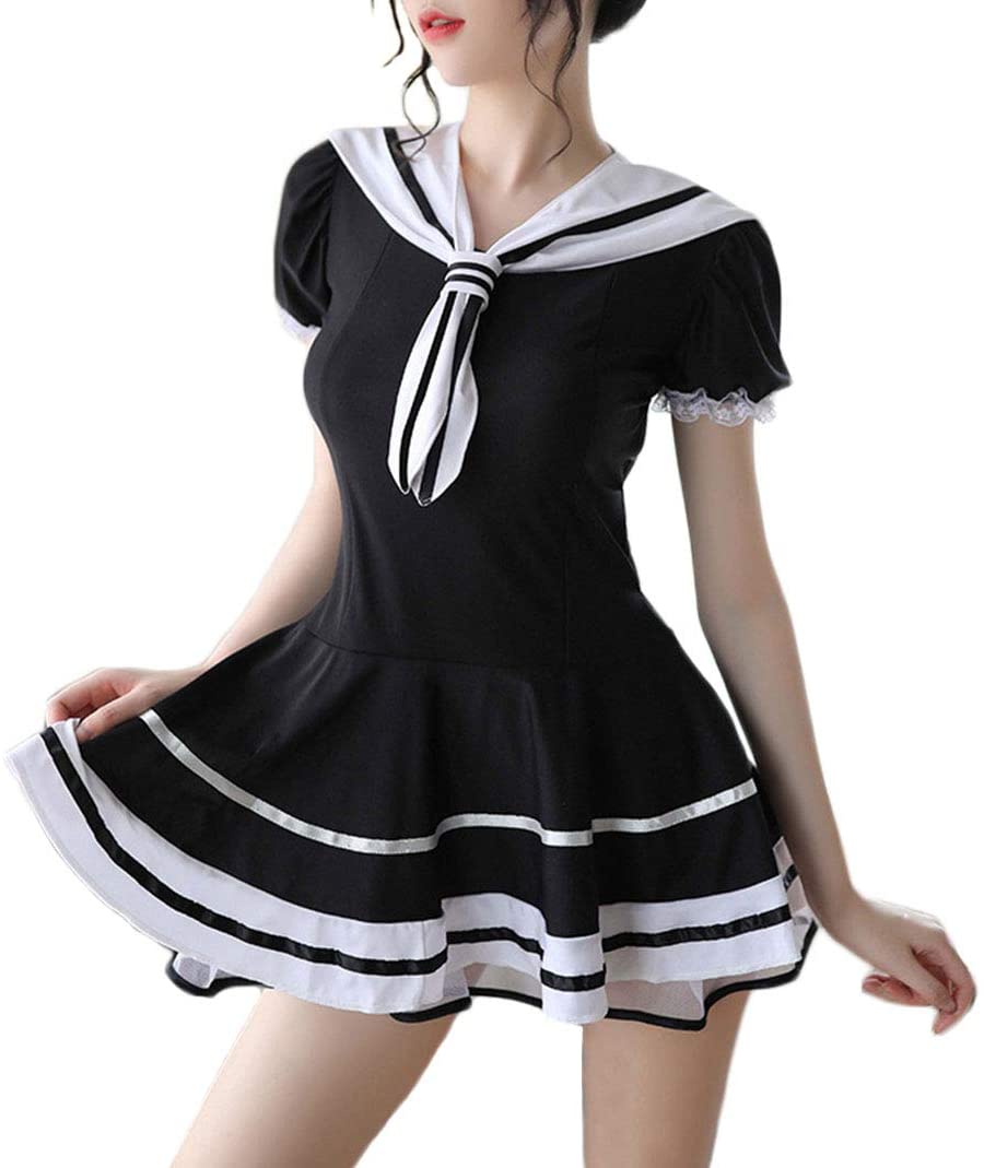 女子高生 セーラー服 風 制服 ワンピース 袖無し リボン かわいい jk 女子 高校生 コスプレ