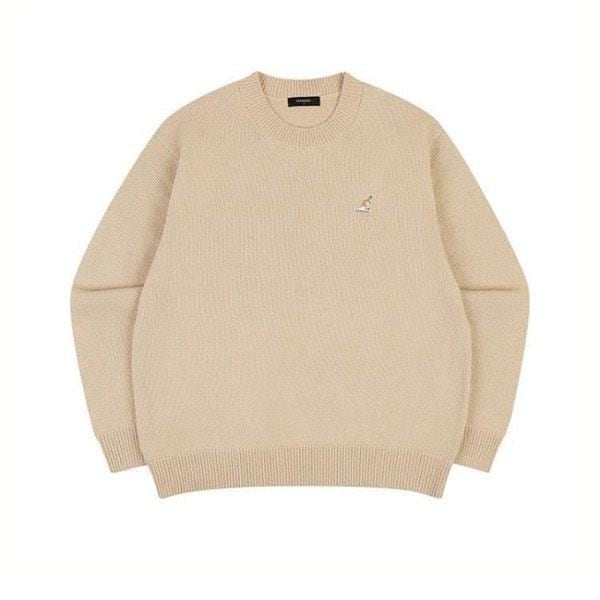 M 長袖Tシャツ CQK KQFC-KN18850BE ロゴパッチセーター 1885 ベージュ