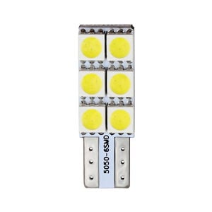 LED バルブ DC 12V 車専用 T10 6連SMD 3チップ ホワイト 1本売り