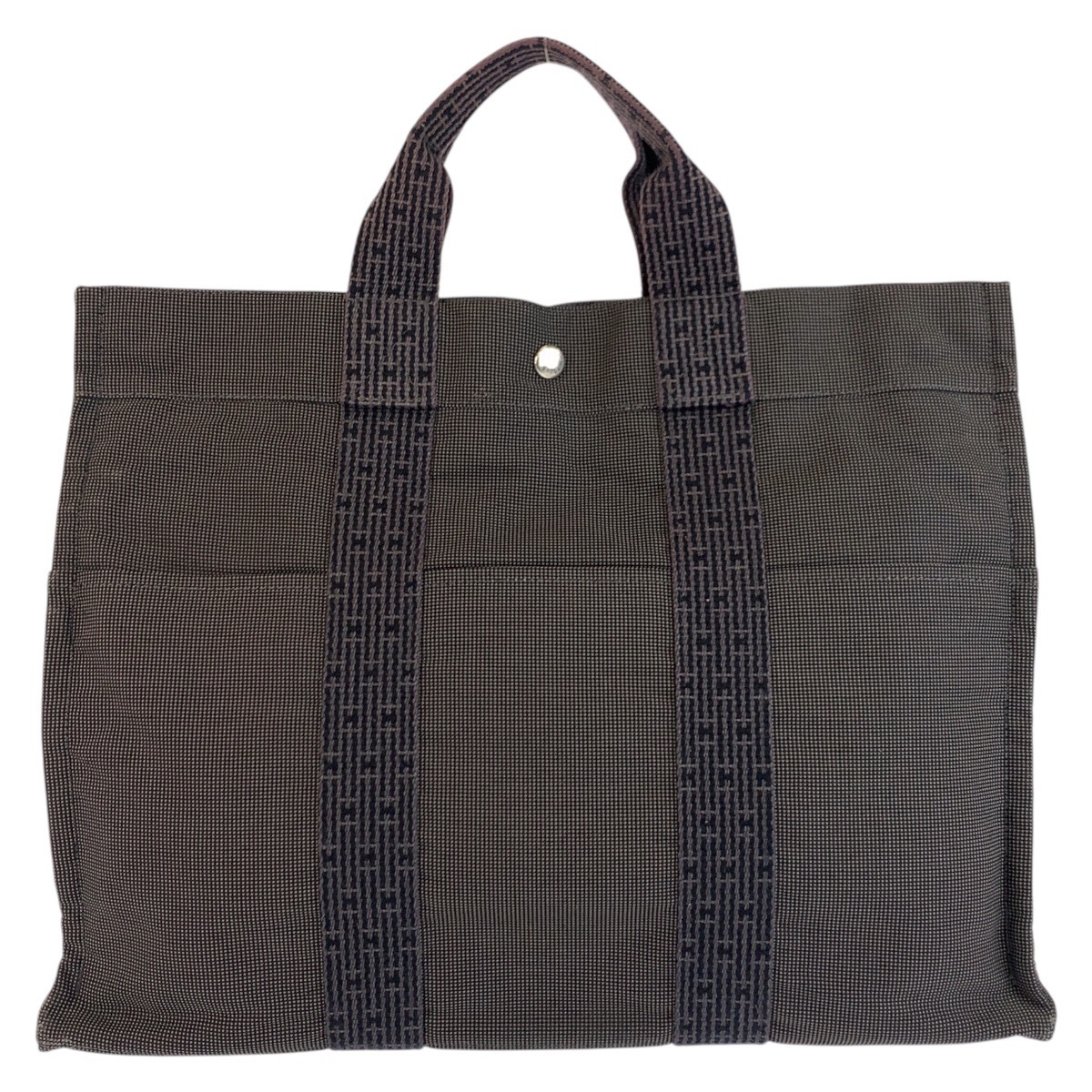 美品 エールラインMM グレー シルバー金具 ポリアミド/ポリエステル トートバッグ ハンドバッグ レディース 602078