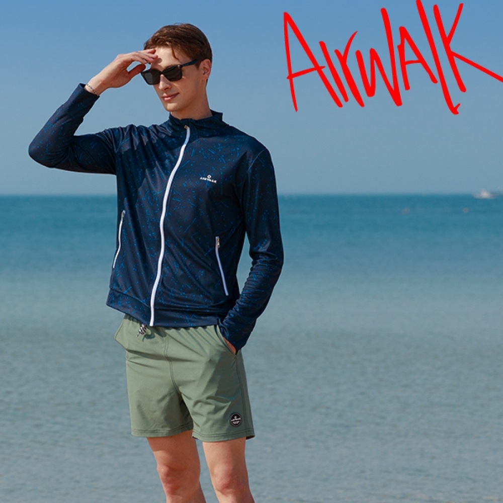 (エアワーク) エアワークサーフメンズラッシュガードセットジップアップ+トランク YAWE5033_NV+YAWE0918_KH