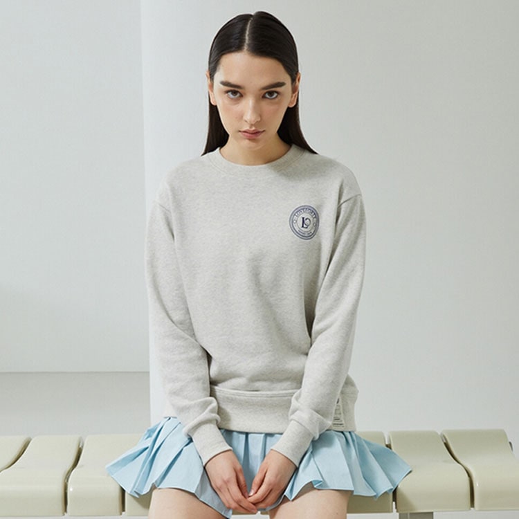 韓国系テニスウェア LOVEFORTY(ラブフォーティ) レディース LOVE FORTY LOGO スウェット シャツ ジャージ -グレー