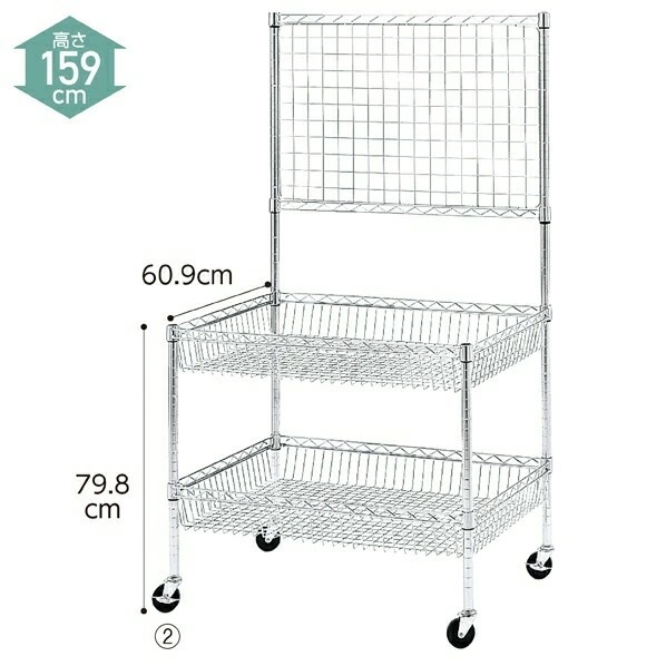 エントリーでポイント5倍！11月4日20:0011月11日1:59シェルフワゴン H159cm×W90cm×D60cm 1台陳列棚 店舗用 陳列ワゴン ワゴン キャスター付き 折りたたみ 業務用 販売