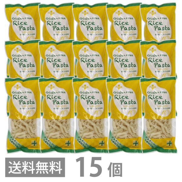 PLUS グルテンフリー ライスパスタ ペンネ リガーテ 130g ×15 白米 小麦不使用 米粉麺 乾麺 国産