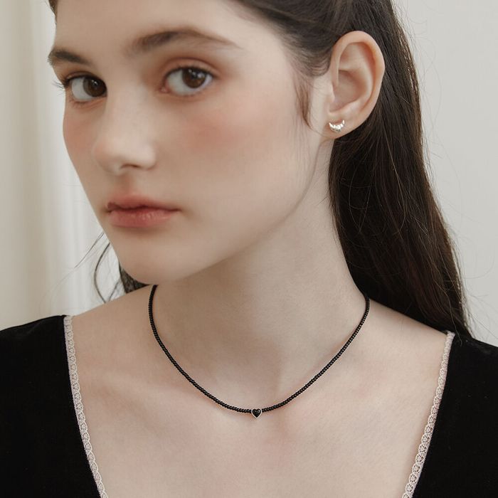 Black Onyx Heart Necklace おしゃれ アイドル愛用ブランド 韓国人気 韓国ファッション