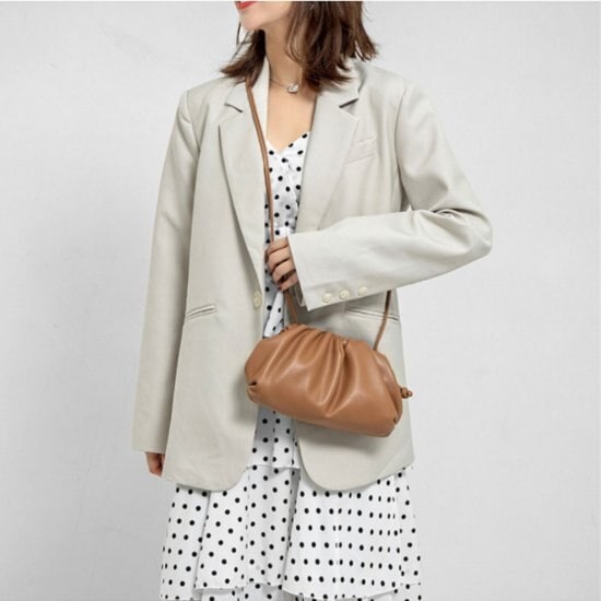 【取寄：納期2週間】ショルダーバッグ 3サイズ SML レディース クラウドバッグ 無地 カジュアル シンプル