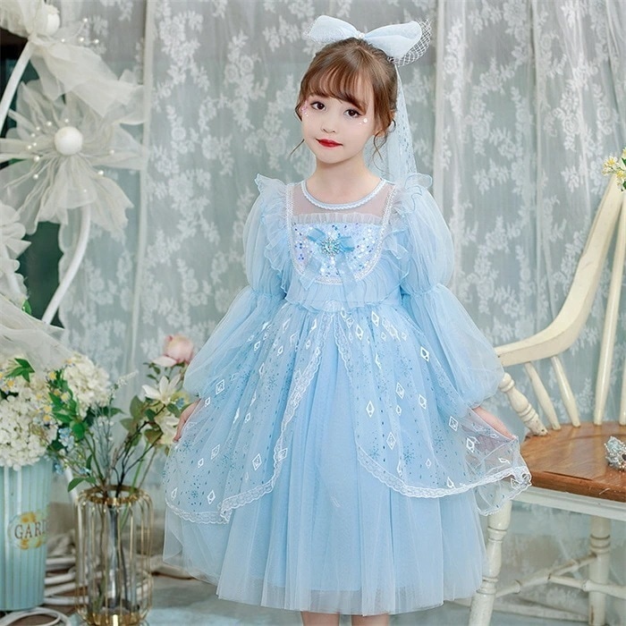 【126】超低.価.格!プリンセス ドレス ブルー 子供 キッズ ワンピース ロングドレス 仮装お姫様 プリンセス 子供 ドレス コスプレ 子どもドレス キッズワンピース キッズ クリスマス なりき 5,543円