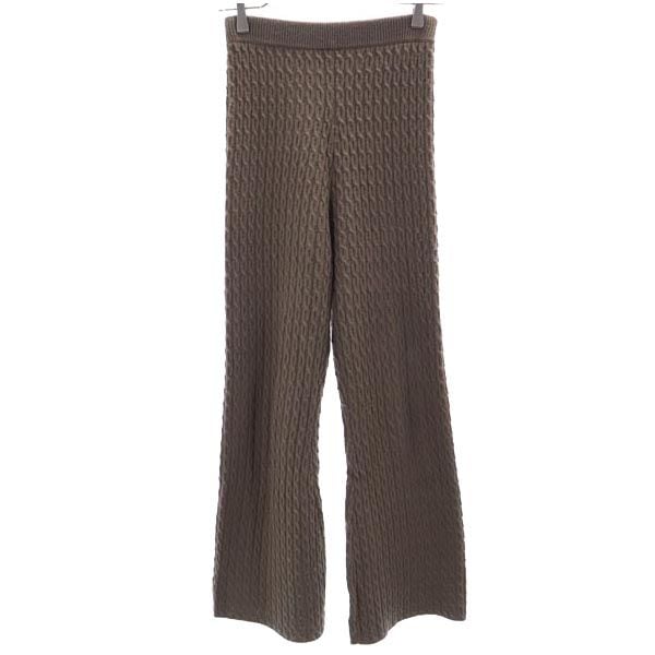 ケーブル編み ニット ロングパンツ F ブラウン系 レディース